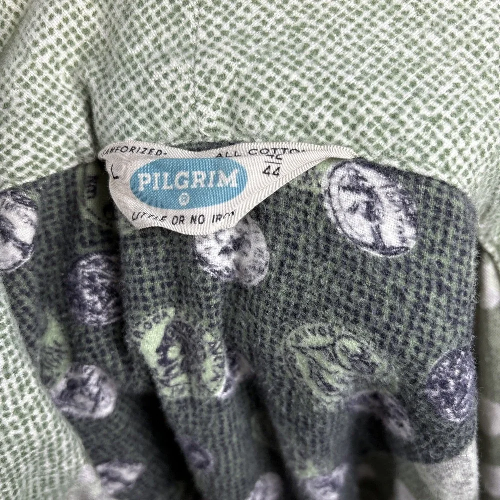 Pilgrim True Vintage 50s Blanket Robe Men L Flannel Sanforized Coins Green‎ Rare